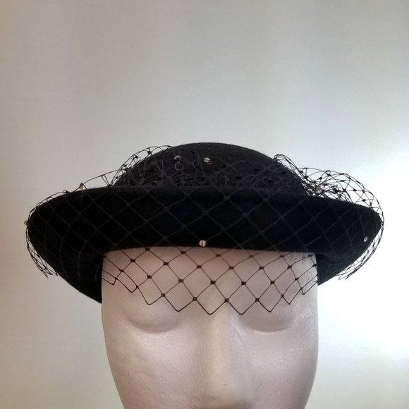 Veiled Derby Homburg Hat 1950 Montreal Haberdasher - Picture 3 of 6